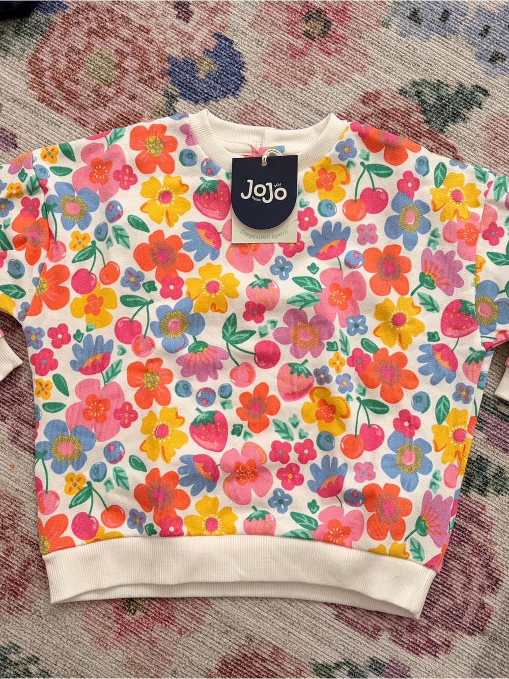 Floral Multicolor Short Sleeve Sweatshirt for Kids